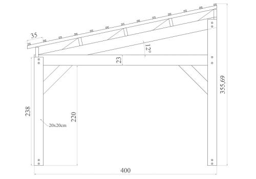 Carport monopente autoportant largeur 4m
